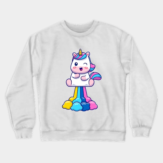 Cute Unicorn on Rainbow Crewneck Sweatshirt by info@dopositive.co.uk